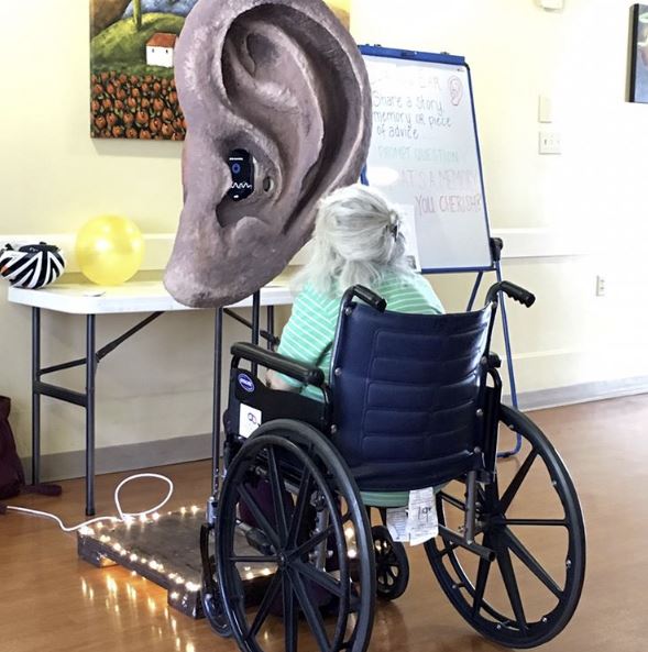 A member of Friendship Health Center recording a story.